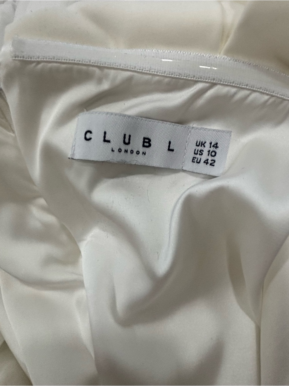 Club L London White One-Shoulder Ruffle Midi Dress - Picture 4 of 4